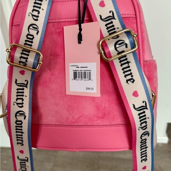 NWT Juicy Couture Velour Pink Lemonade Rainbow Backpack mini Y2K 90’s Vibe main image 6